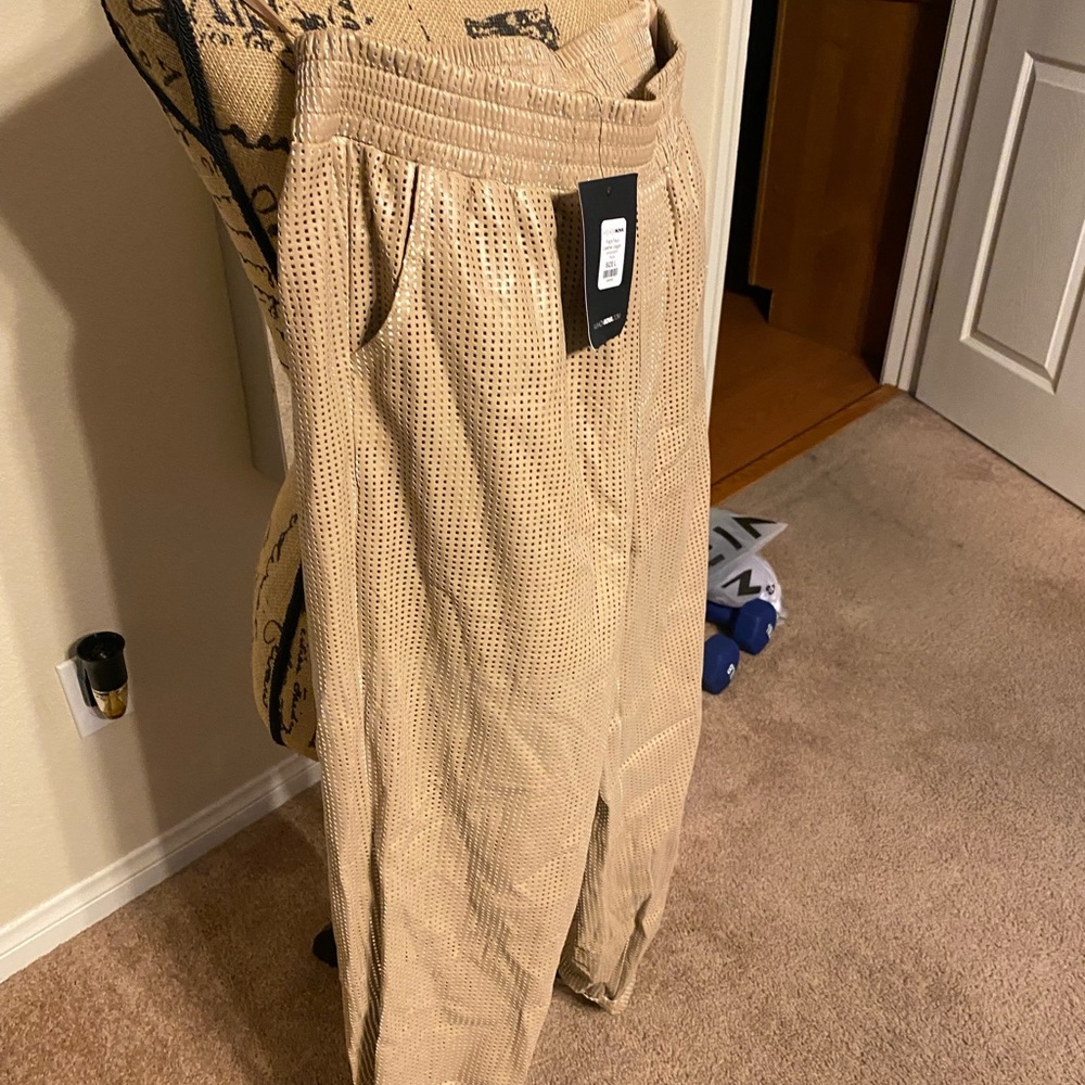 Faux Leather Mesh Joggers